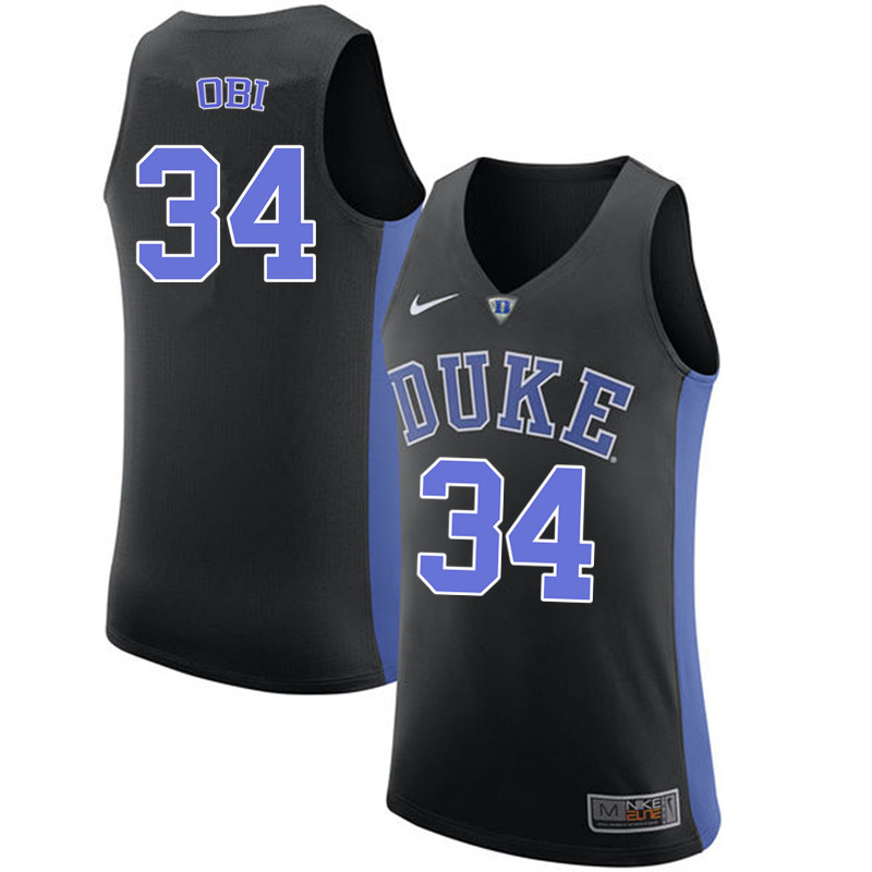 Duke Blue Devils #34 Sean Obi College Basketball Jerseys-Black